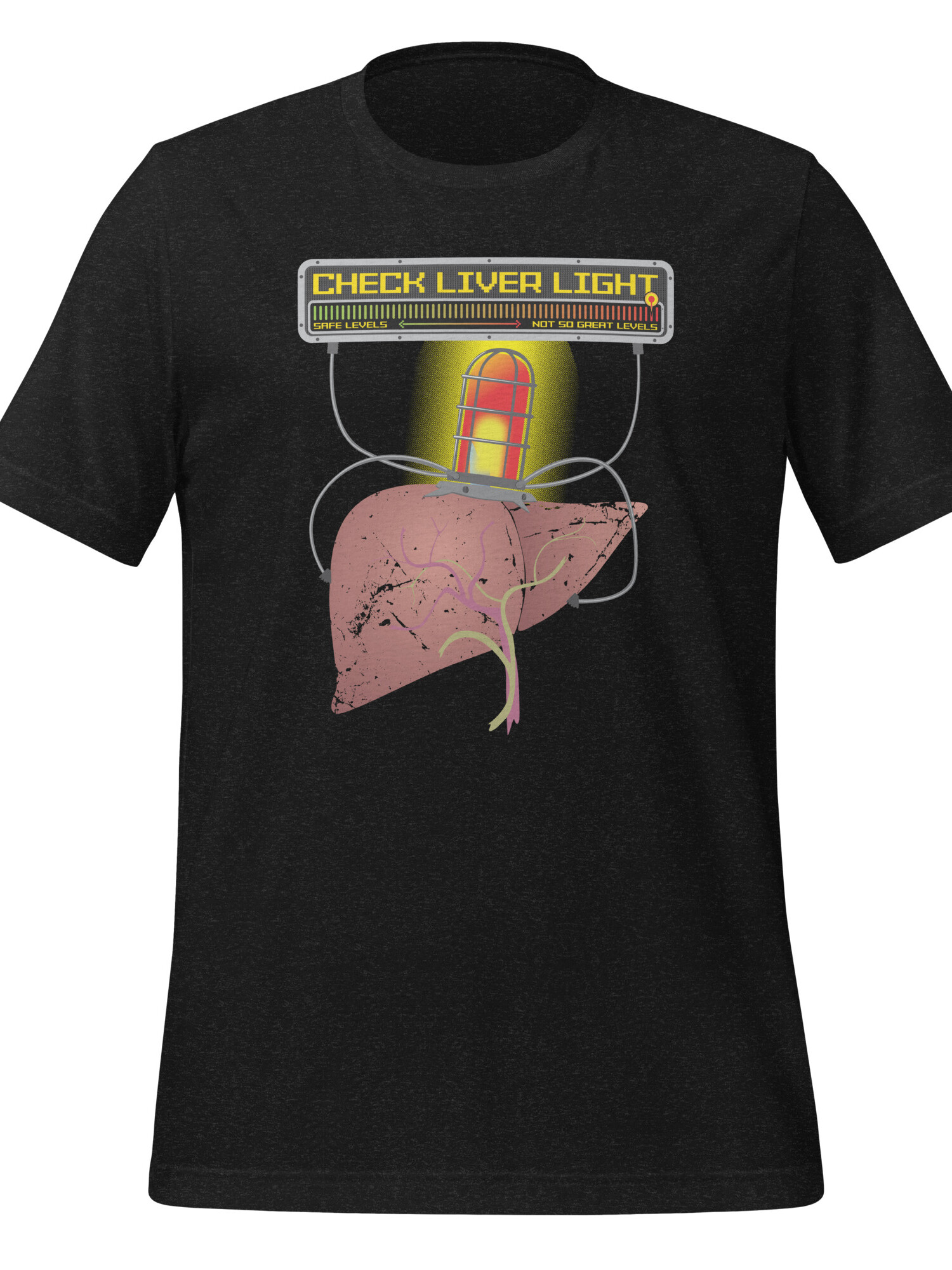 Check Liver Light Graphic Tee - Black Heather